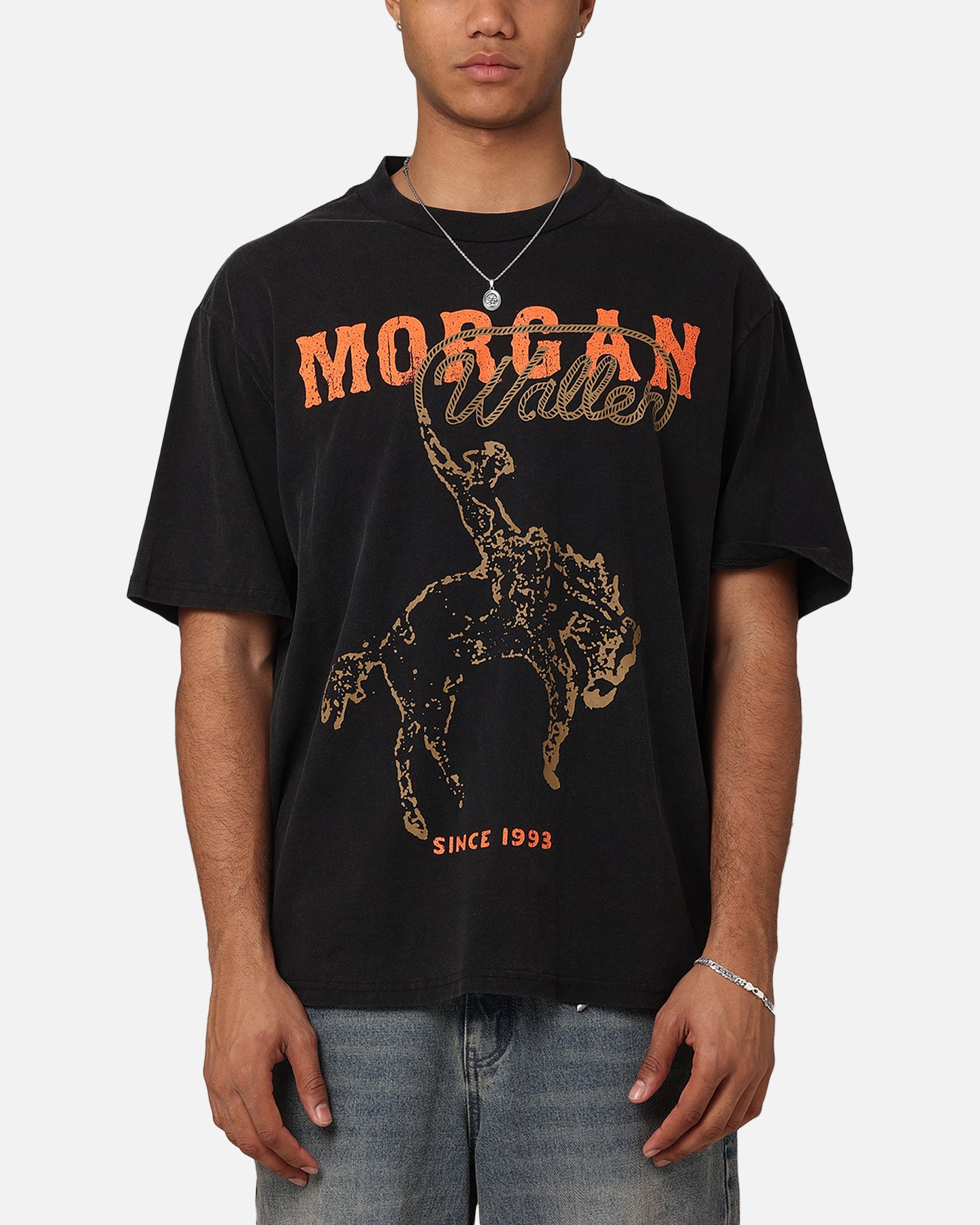 Morgan Wallen Cowboy T-Shirt Washed Black | Culture Kings US
