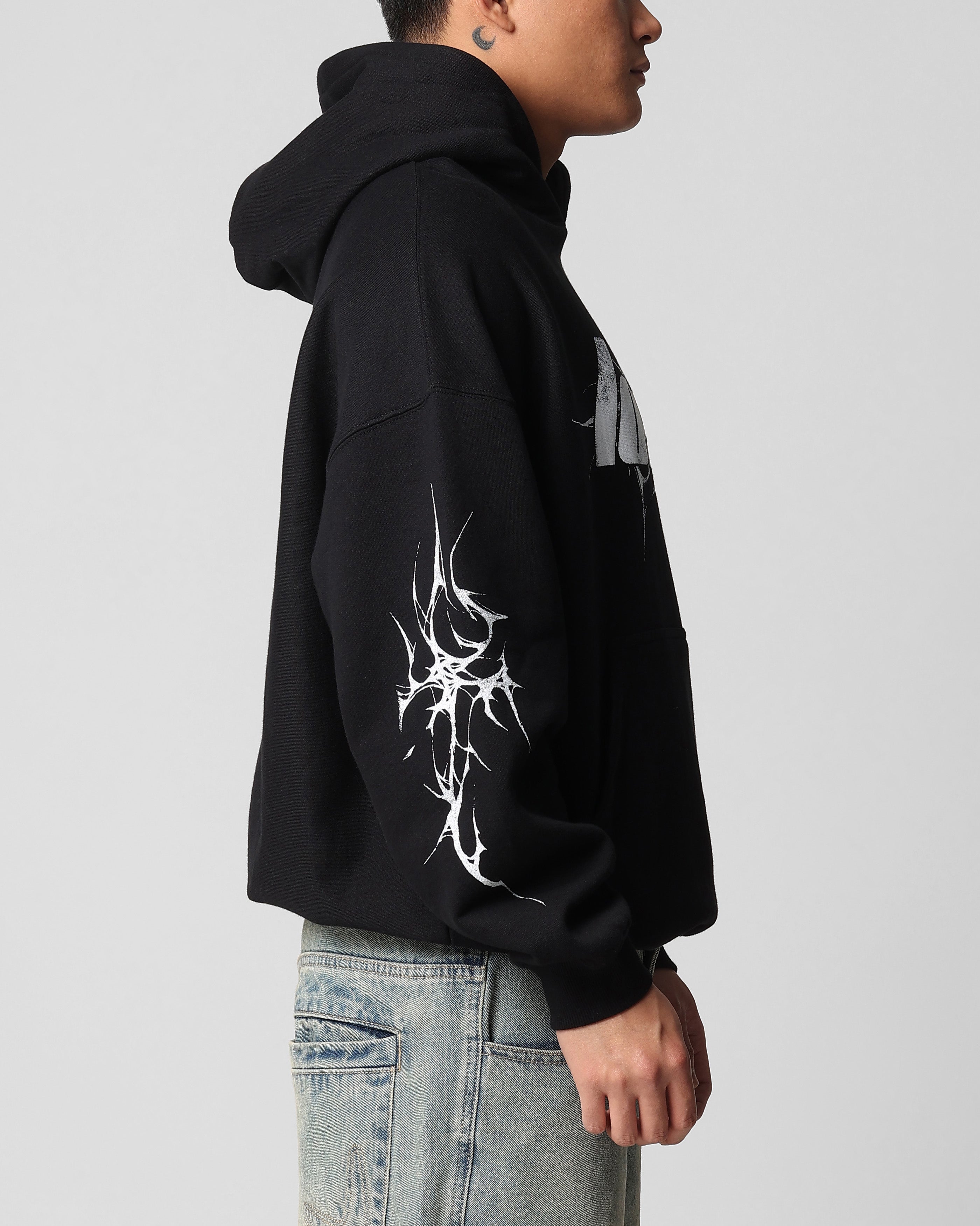9090 KingLogoVintageDenim Hoodie black 黒 9090×younger song King Logo Hoodie – YZ