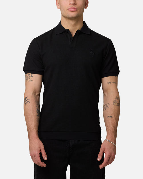 Saint Morta Waffle Polo Shirt Black