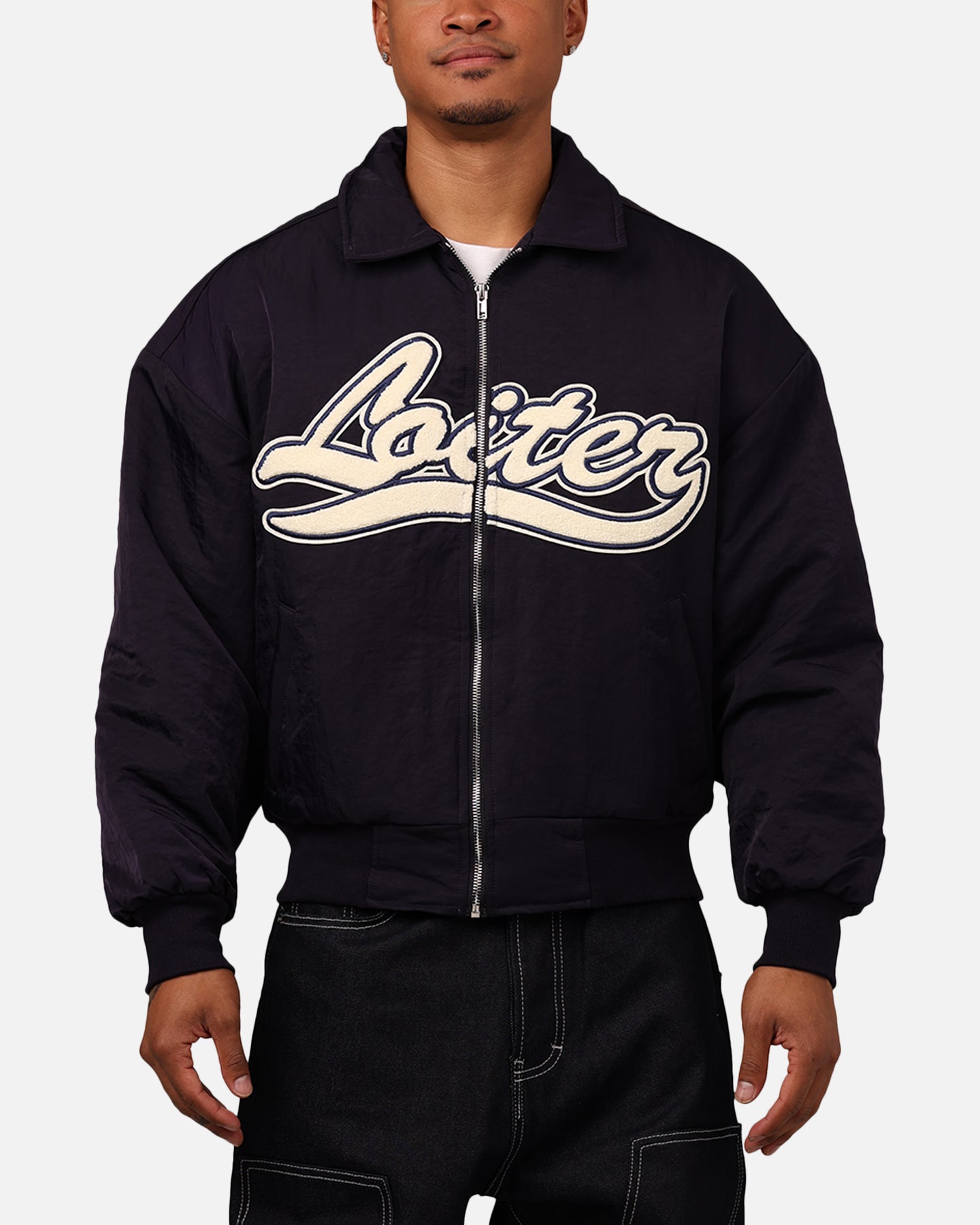Loiter Pitch Varsity Jacket Navy | Culture Kings US
