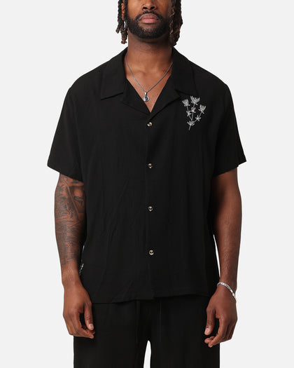 XXIII Desert Flower Linen Button Up Shirt Black