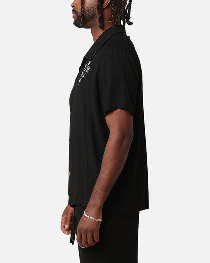 XXIII Desert Flower Linen Button Up Shirt Black