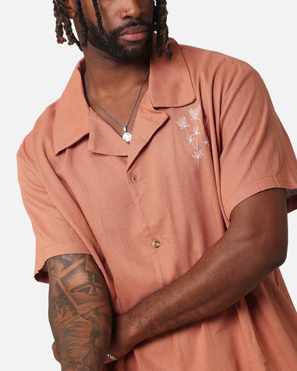 XXIII Desert Flower Linen Button Up Shirt Tan
