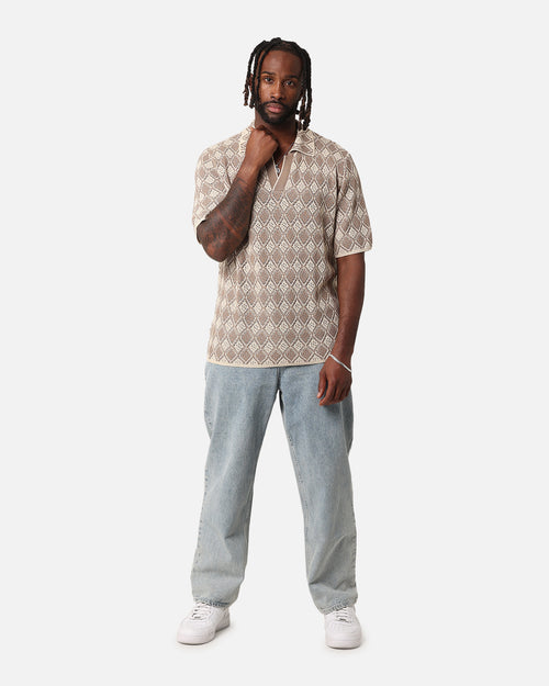 XXIII Diamonds Crochet Polo Shirt Mocha