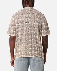 XXIII Diamonds Crochet Polo Shirt Mocha