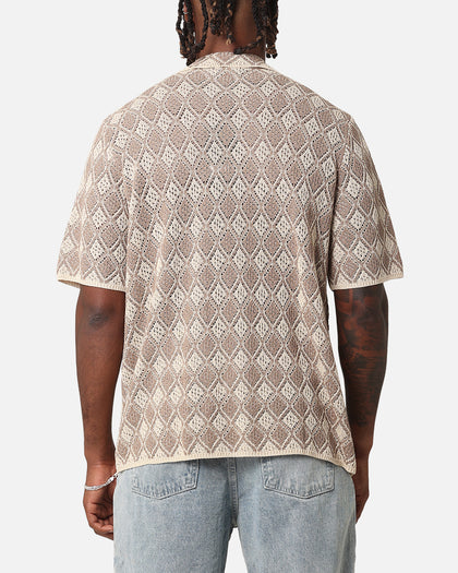XXIII Diamonds Crochet Polo Shirt Mocha