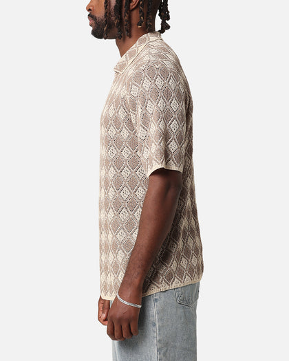 XXIII Diamonds Crochet Polo Shirt Mocha