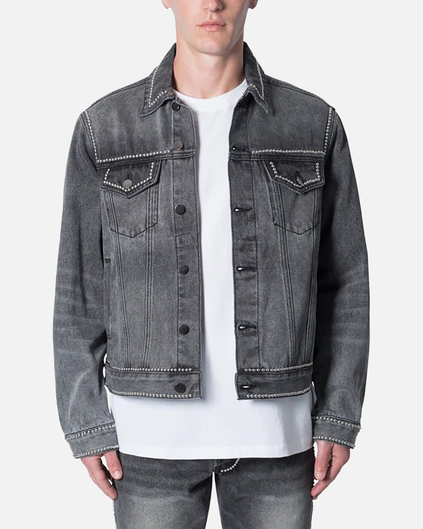 MNML Flat Studded Trucker Jacket Black | Culture Kings US