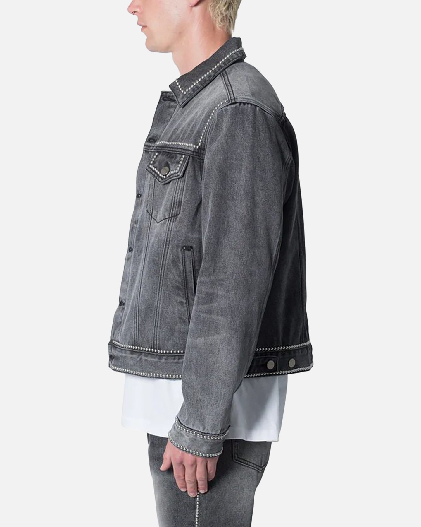 MNML Flat Studded Trucker Jacket Black | Culture Kings US