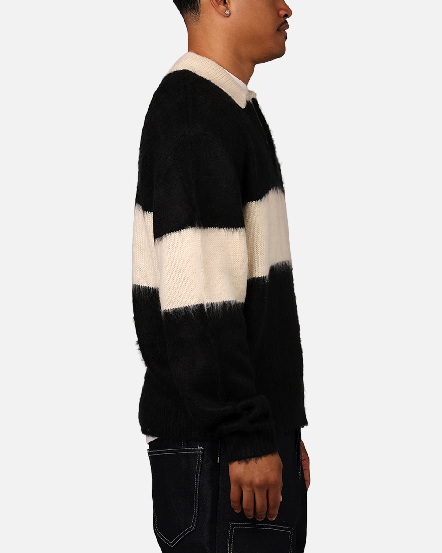 MNML Mohair Rugby Sweater Black/White | Culture Kings US