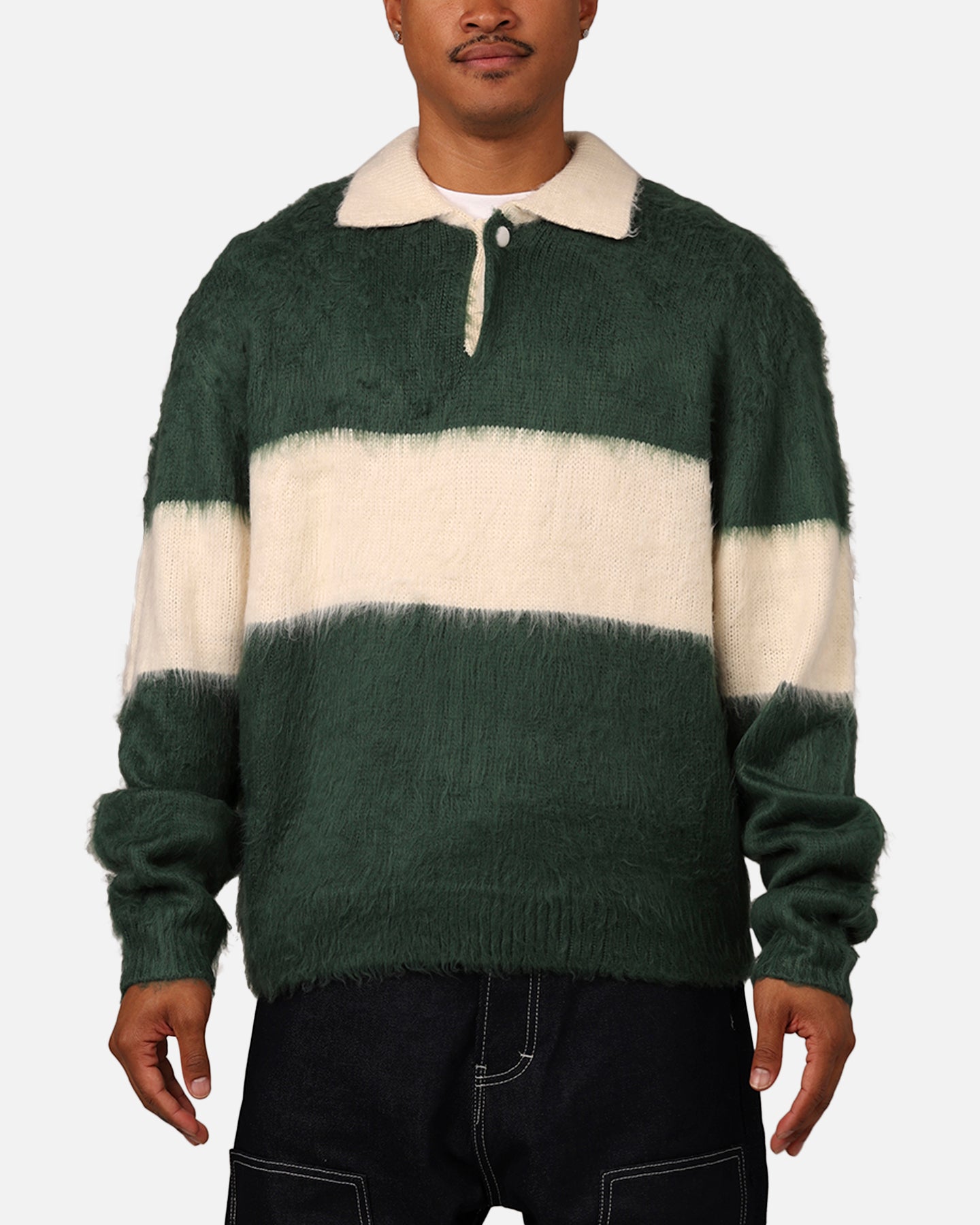 MNML Mohair Rugby Sweater Green/White | Culture Kings US