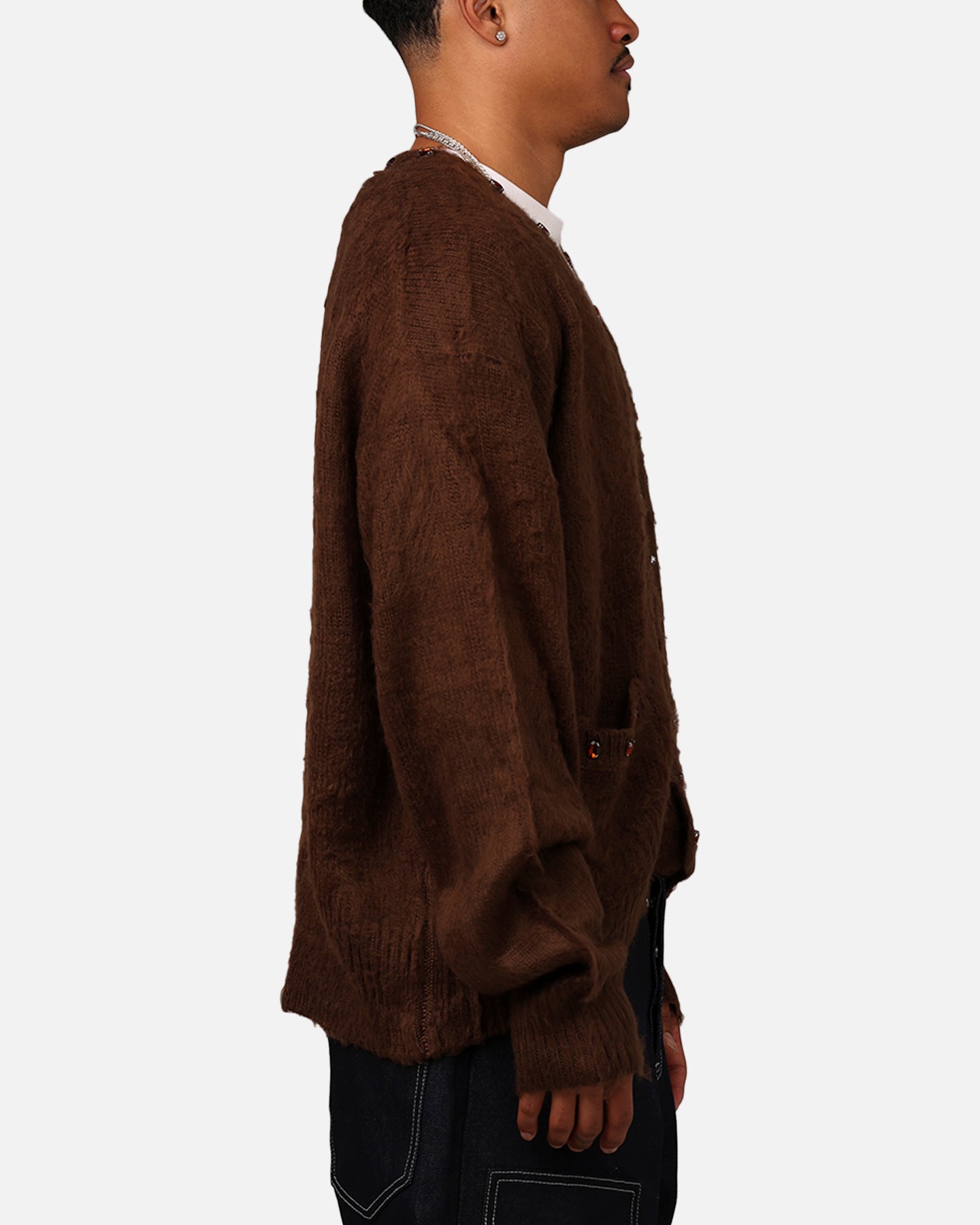 MNML Sky Jewelled Cardigan Sweater Brown | Culture Kings US
