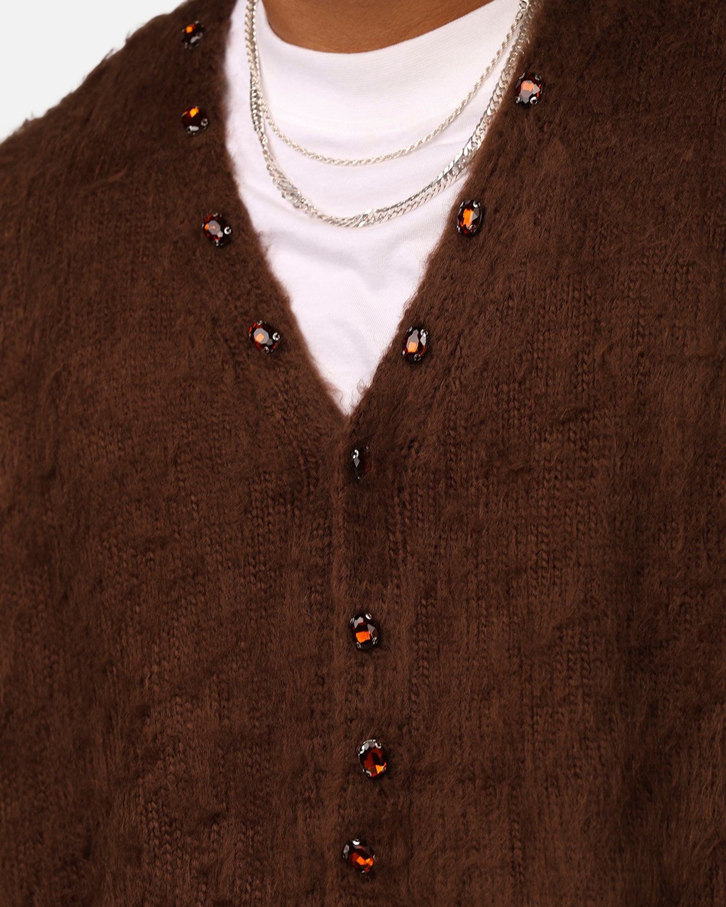 MNML Sky Jewelled Cardigan Sweater Brown | Culture Kings US