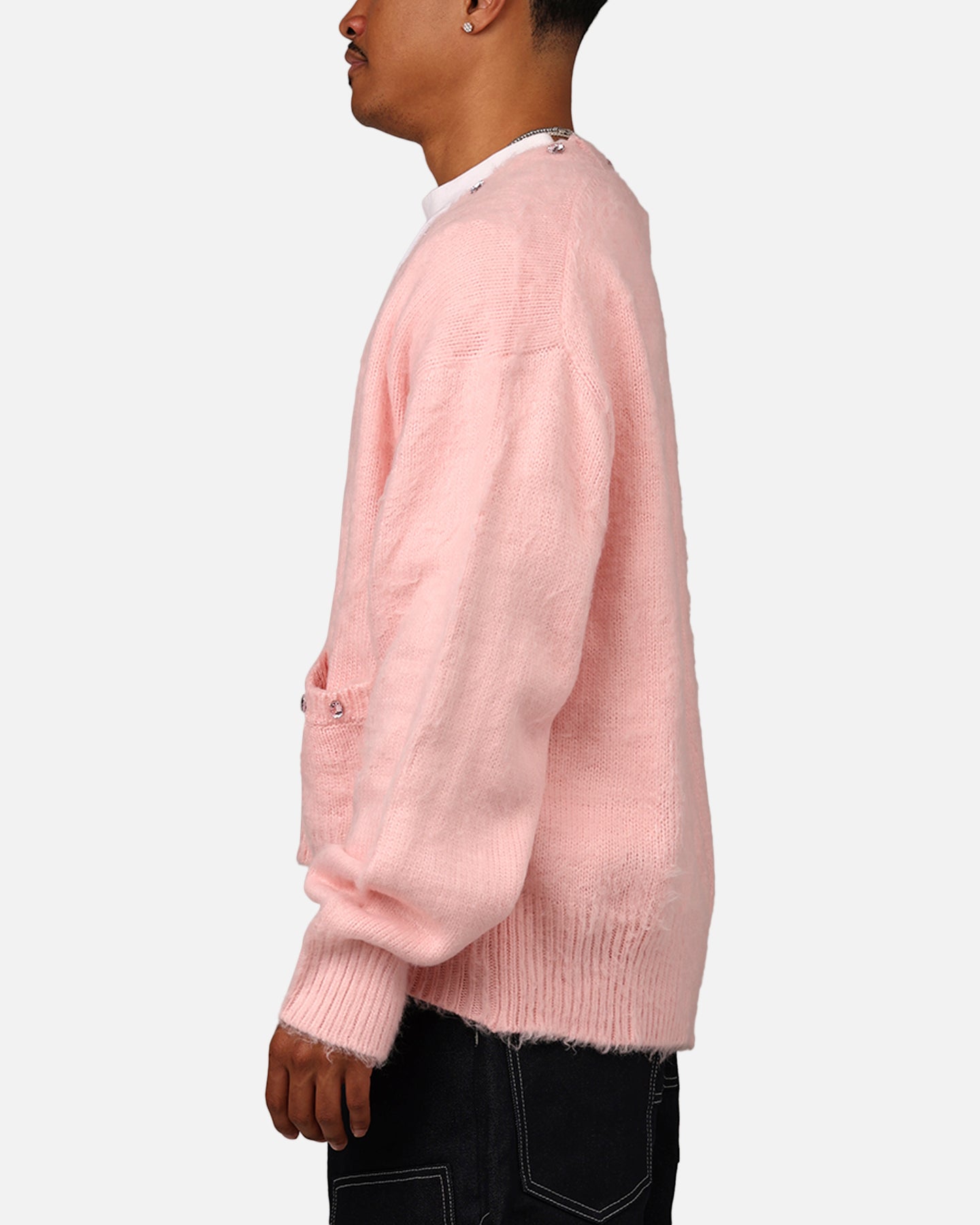 MNML Sky Jewelled Cardigan Sweater Pink | Culture Kings US