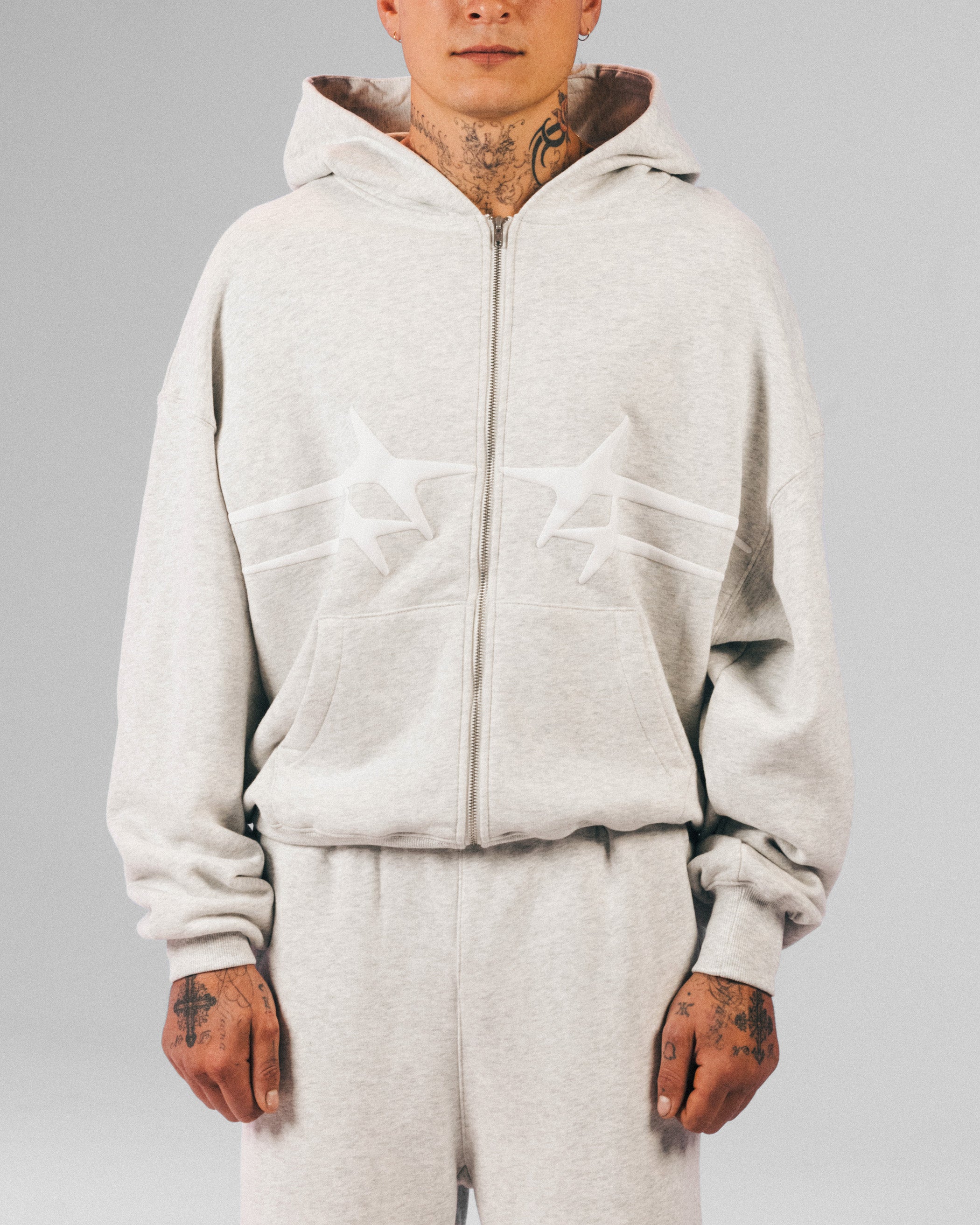 Loiter Celestial Full Zip Hoodie Light Grey Marl | Culture Kings US
