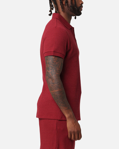 XXIII Ethan Quarter Zip Polo Shirt Maroon