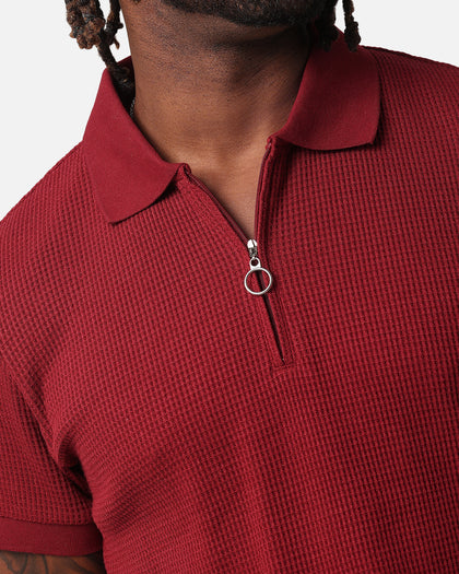 XXIII Ethan Quarter Zip Polo Shirt Maroon