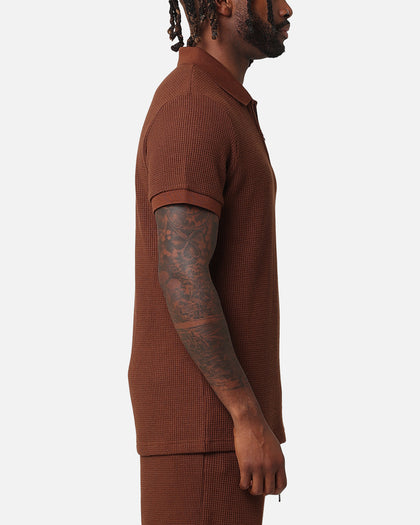 XXIII Ethan Quarter Zip Polo Shirt Brown