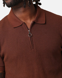 XXIII Ethan Quarter Zip Polo Shirt Brown