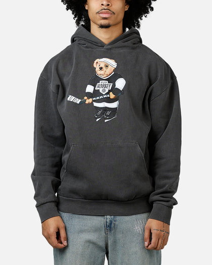 Market Hockey Bear Hoodie Washed Black