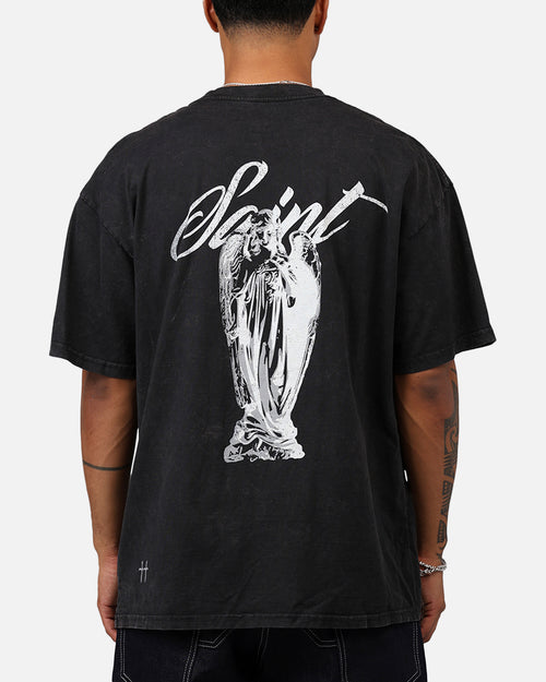 Saint Morta Guardian T-Shirt Black Acidwash