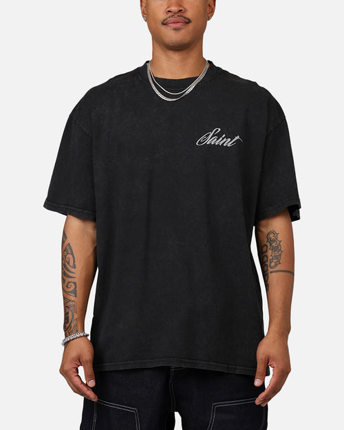 Saint Morta Guardian T-Shirt Black Acidwash