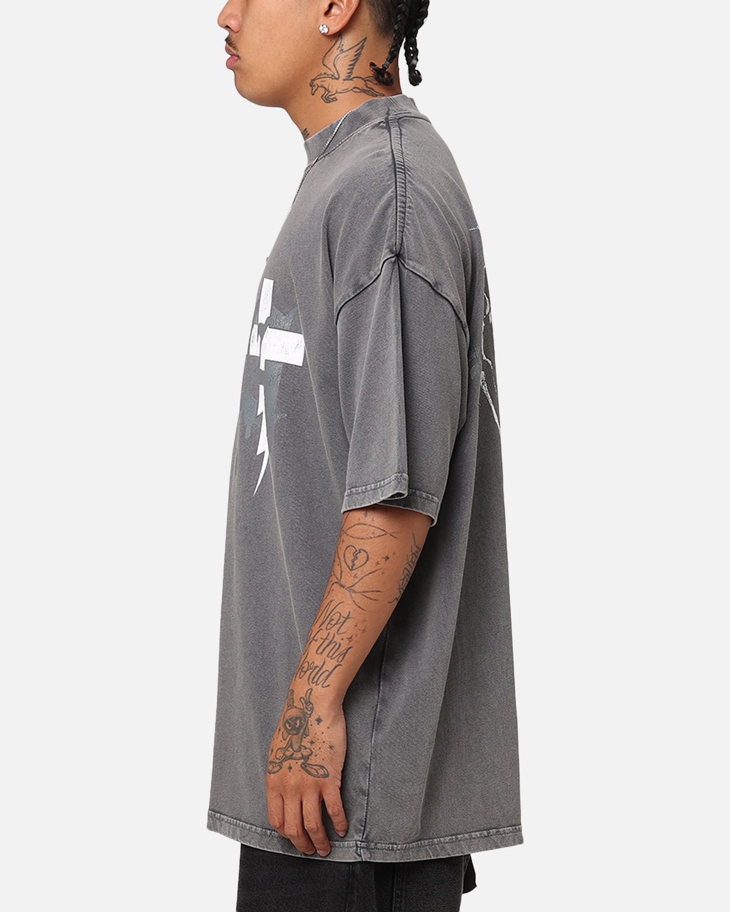 The Anti Order Chaos Mock Neck T-Shirt Washed Charcoal | Culture