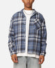 Carre Check Oversized Long Sleeve Button Up Shirt Blue-Plaid