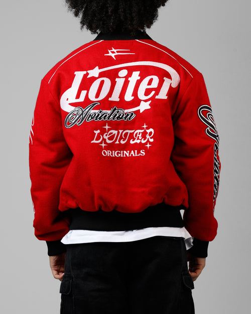 Loiter Aviation Bomber Jacket Red/Black