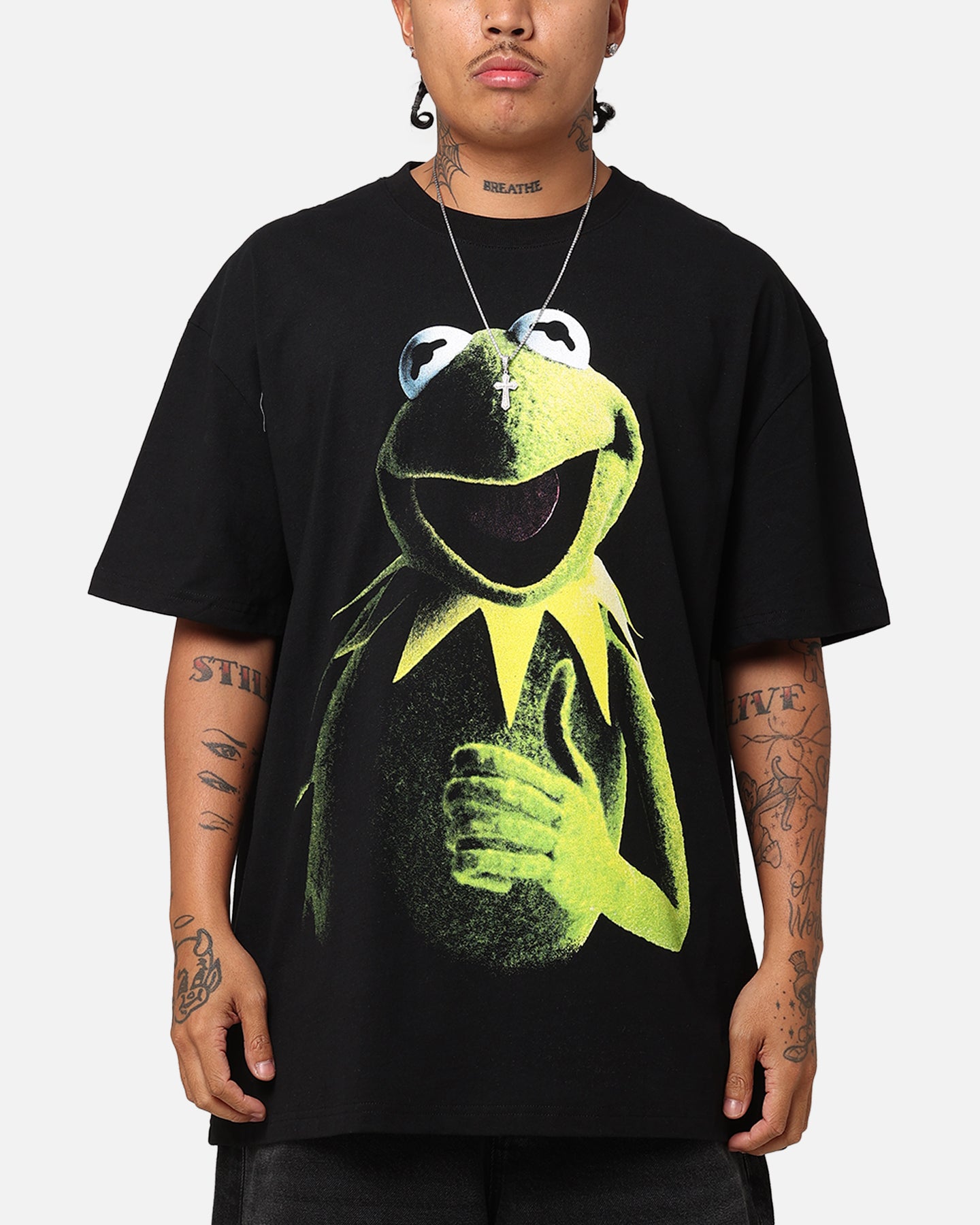 I*す様 90s Kermit カーミット BLACK OUT Tシャツ XL American Thrift Disney The Muppets Kermit Heavy T-Shirt Black