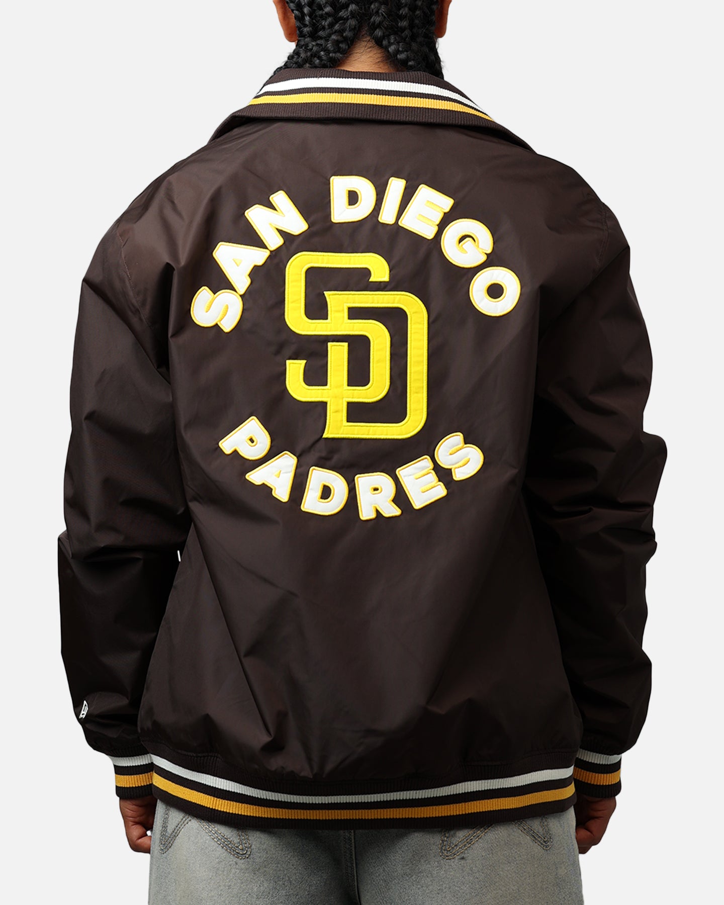 San Diego Padres ジャケットとキャップセット MLB Letterman San Diego Padres Blue and Off White Varsity