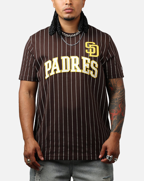New Era San Diego Padres Throwback Pinstripe T-Shirt Brown