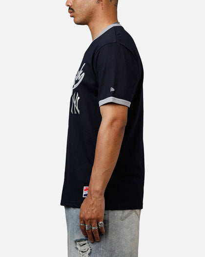 New Era New York Yankees Throwback V-Neck T-Shirt Royal Navy