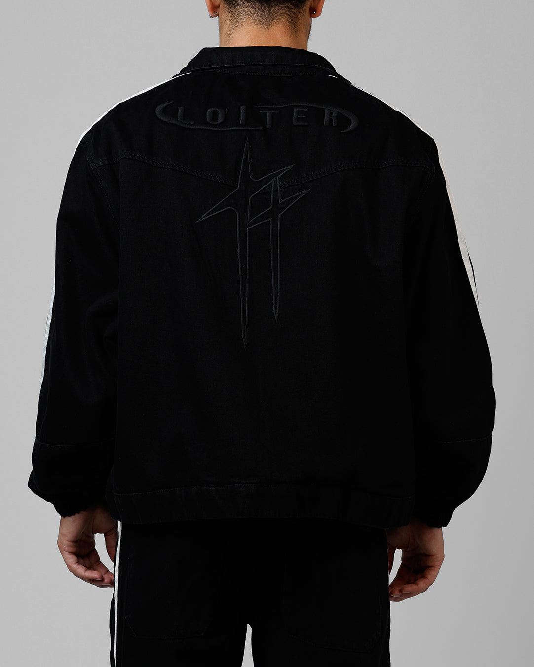 Loiter Track Star Denim Jacket Black | Culture Kings US