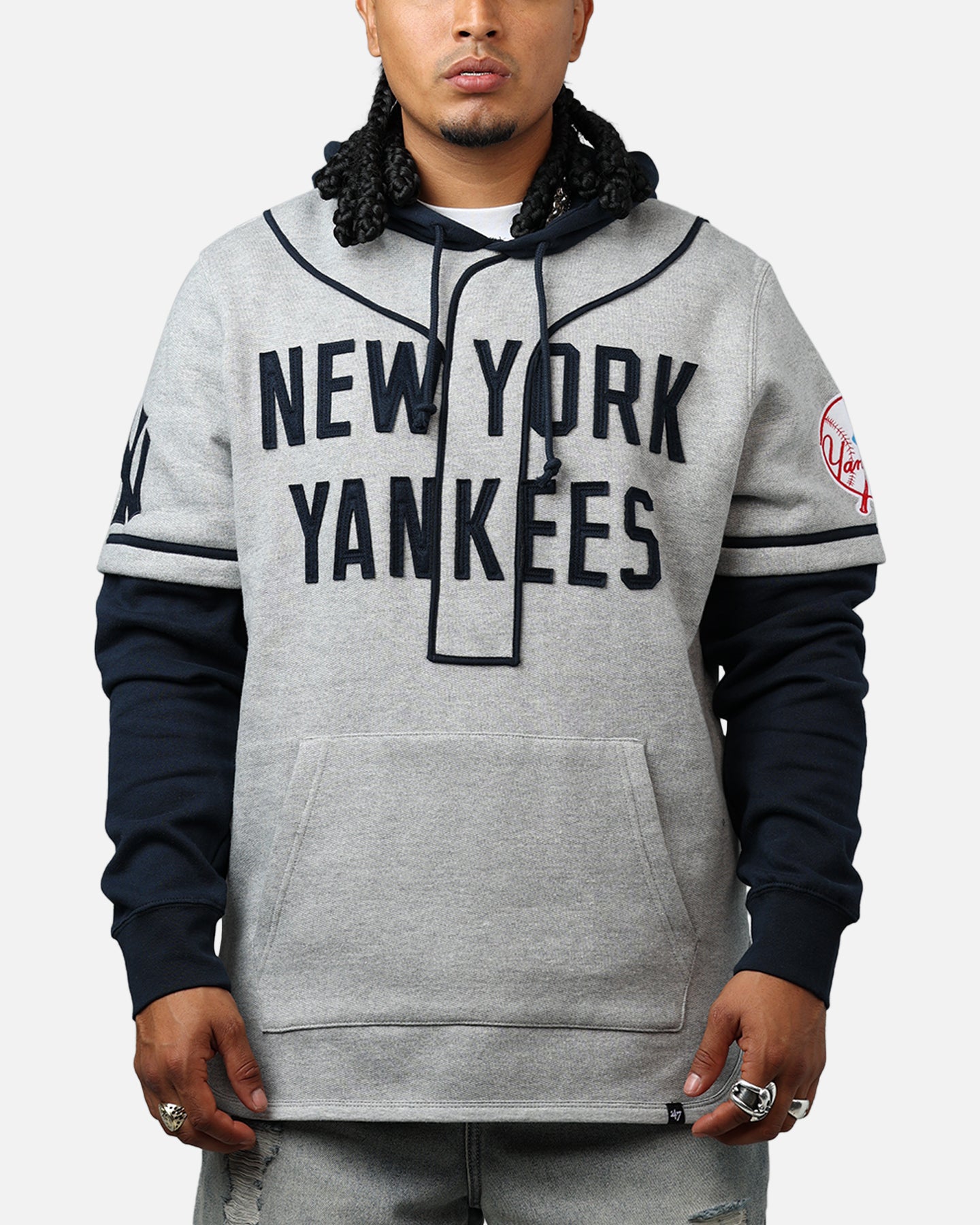 47 Brand New York Yankees Game Hoodie Grey/Navy | Culture Kings US
