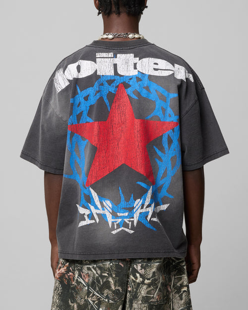 Loiter Chrome Cowboy T-Shirt Vintage Charcoal