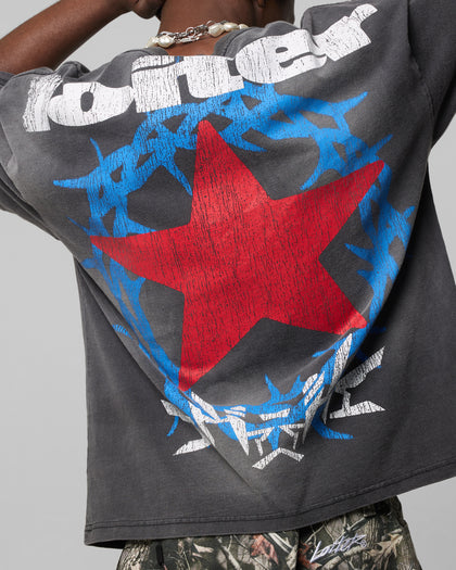 Loiter Chrome Cowboy T-Shirt Vintage Charcoal