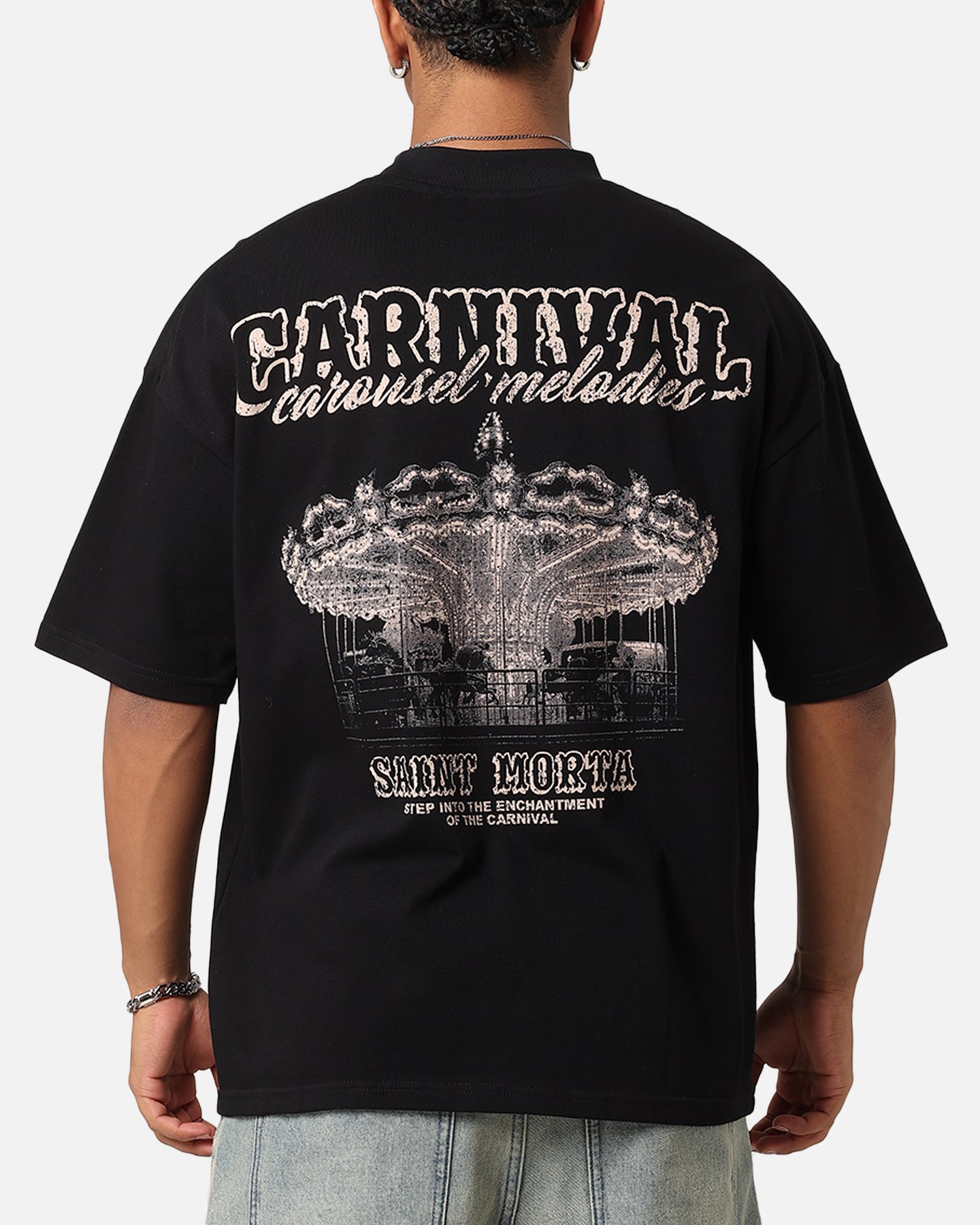 Saint Morta Carnival Mock Neck T-Shirt Black | Culture Kings US