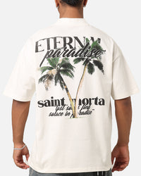 Saint Morta Paradise Mock Neck T-Shirt Off White