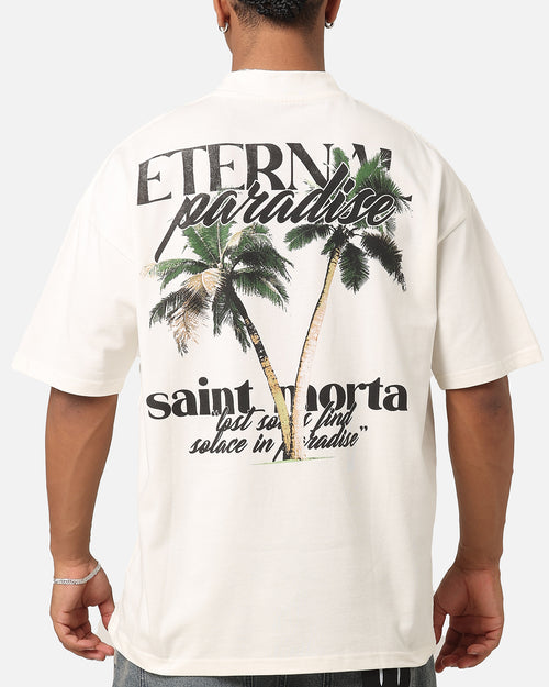 Saint Morta Paradise Mock Neck T-Shirt Off White