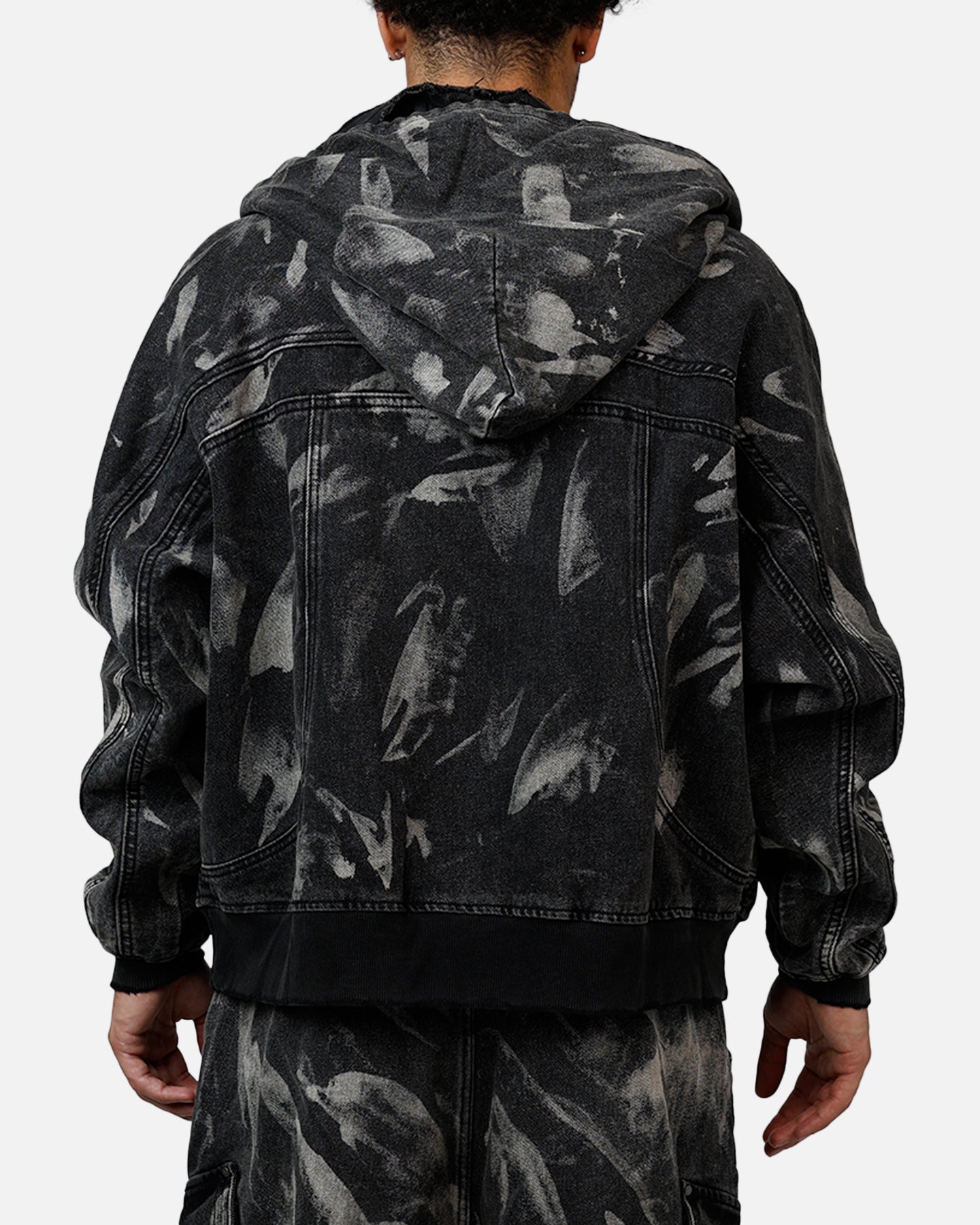 MNML Double Denim Hood Bomb Jacket Black | Culture Kings US