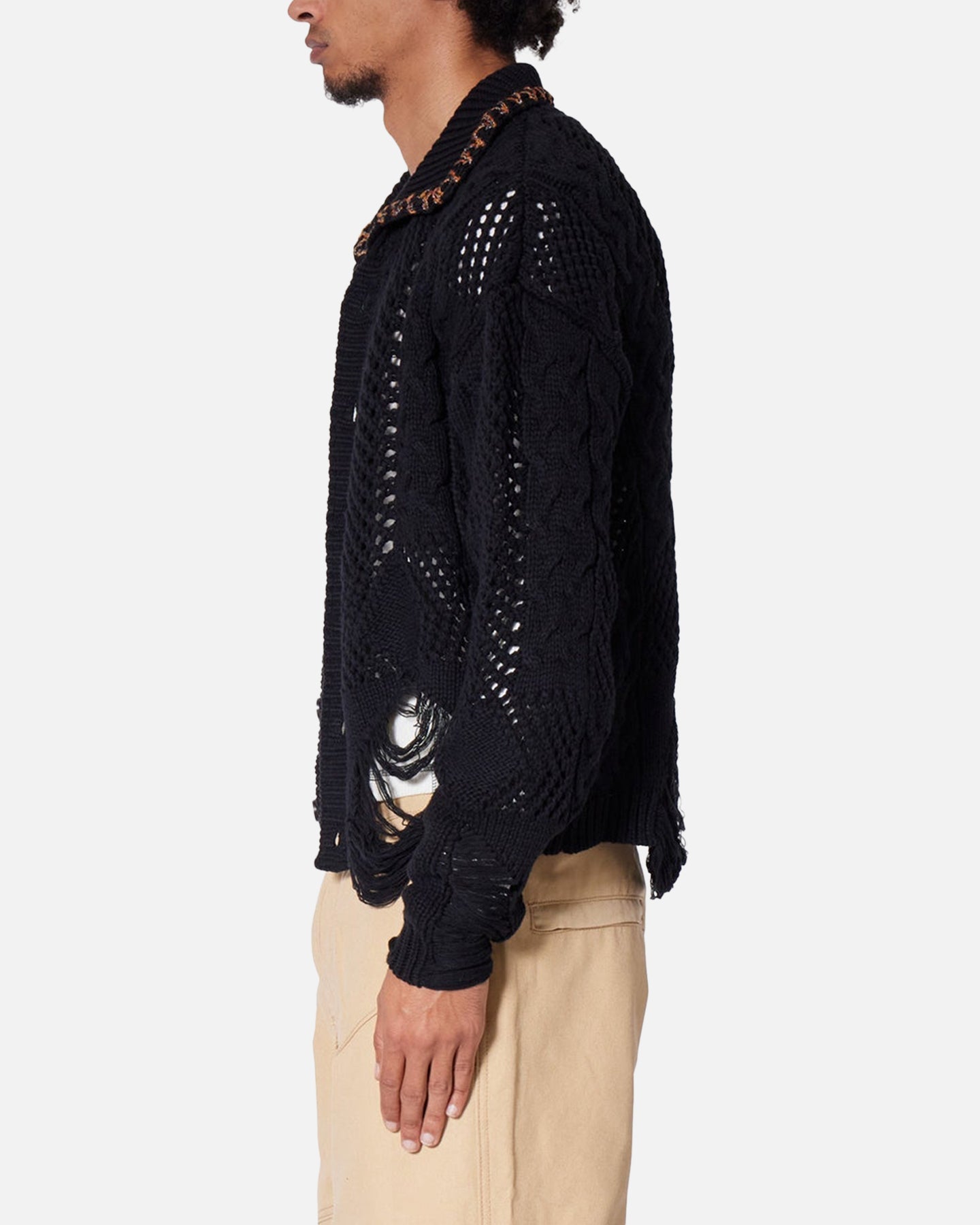 MNML Chunky Distressed Cardigan Black | Culture Kings US