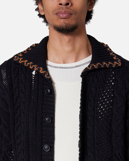MNML Chunky Distressed Cardigan Black