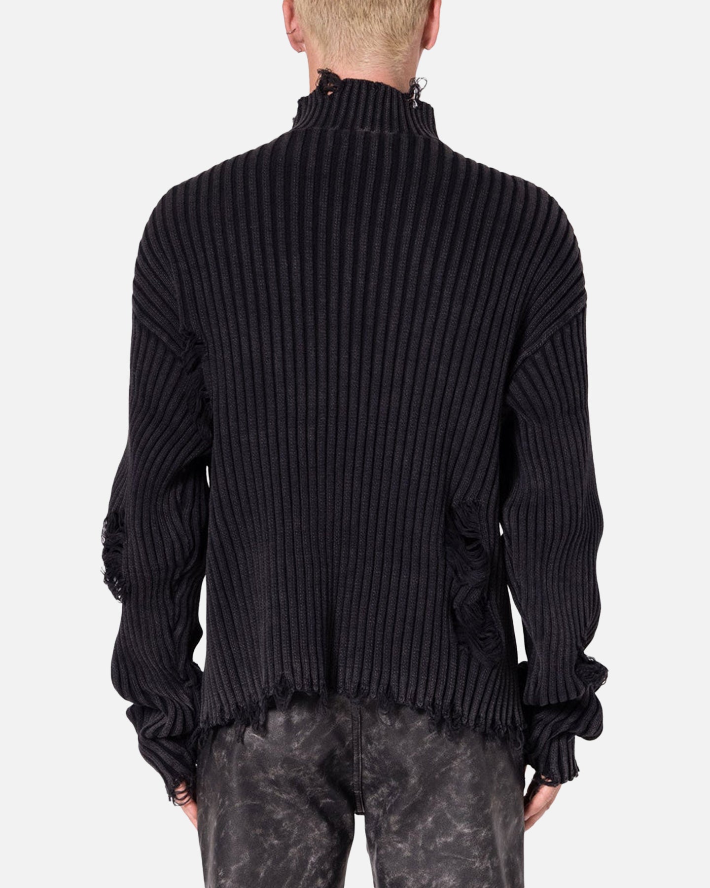 MNML Distressed Crop Knit Sweater Black | Culture Kings US