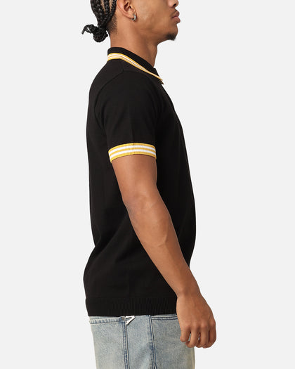 Bird Of Condor Birdies And Beats Quater Zip Polo T-Shirt Black