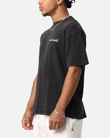 Saint Morta Flower Press Drop T-Shirt Black Acidwash