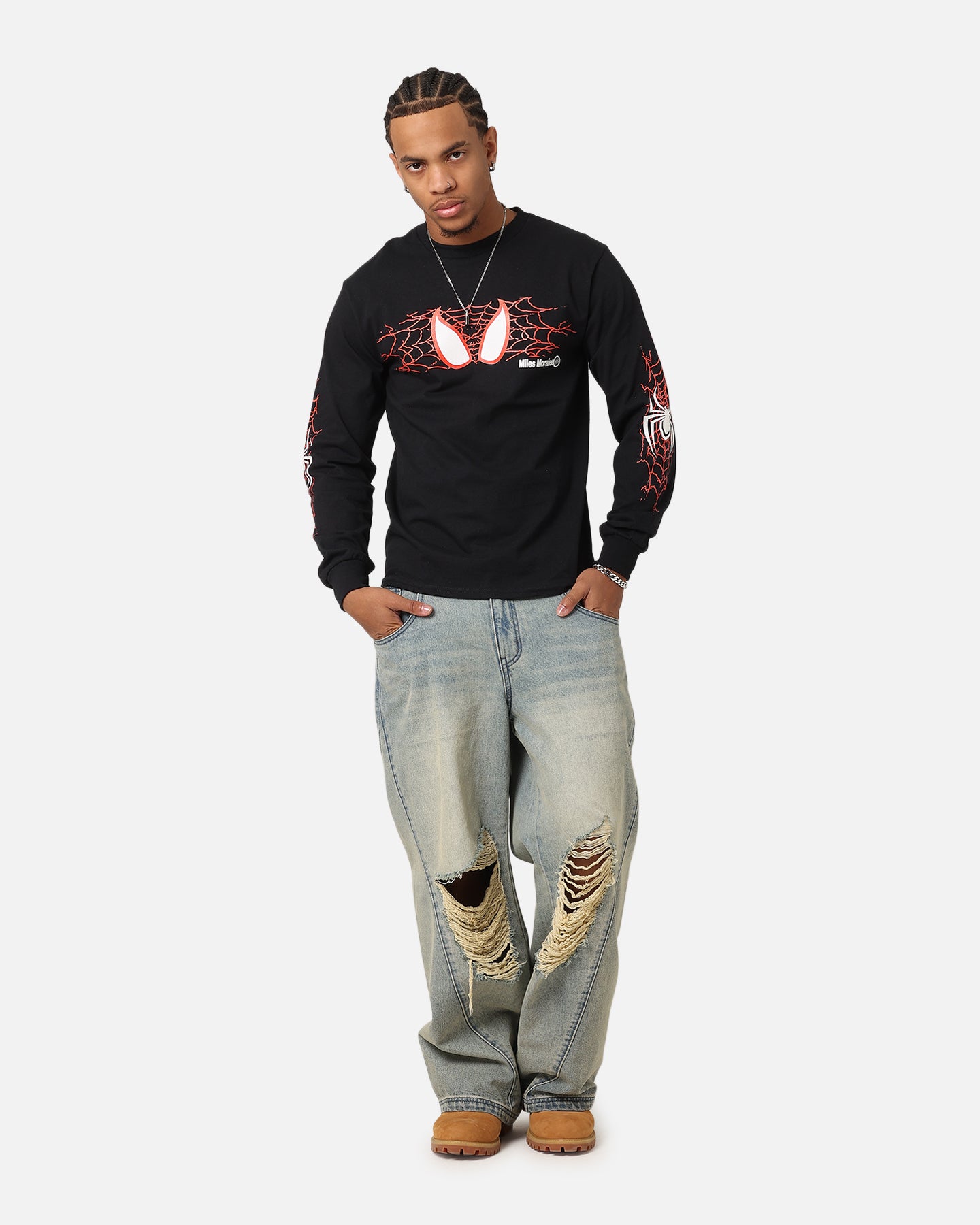Goat Crew Marvel Spider-Man Y2K Miles Long Sleeve T-Shirt Black