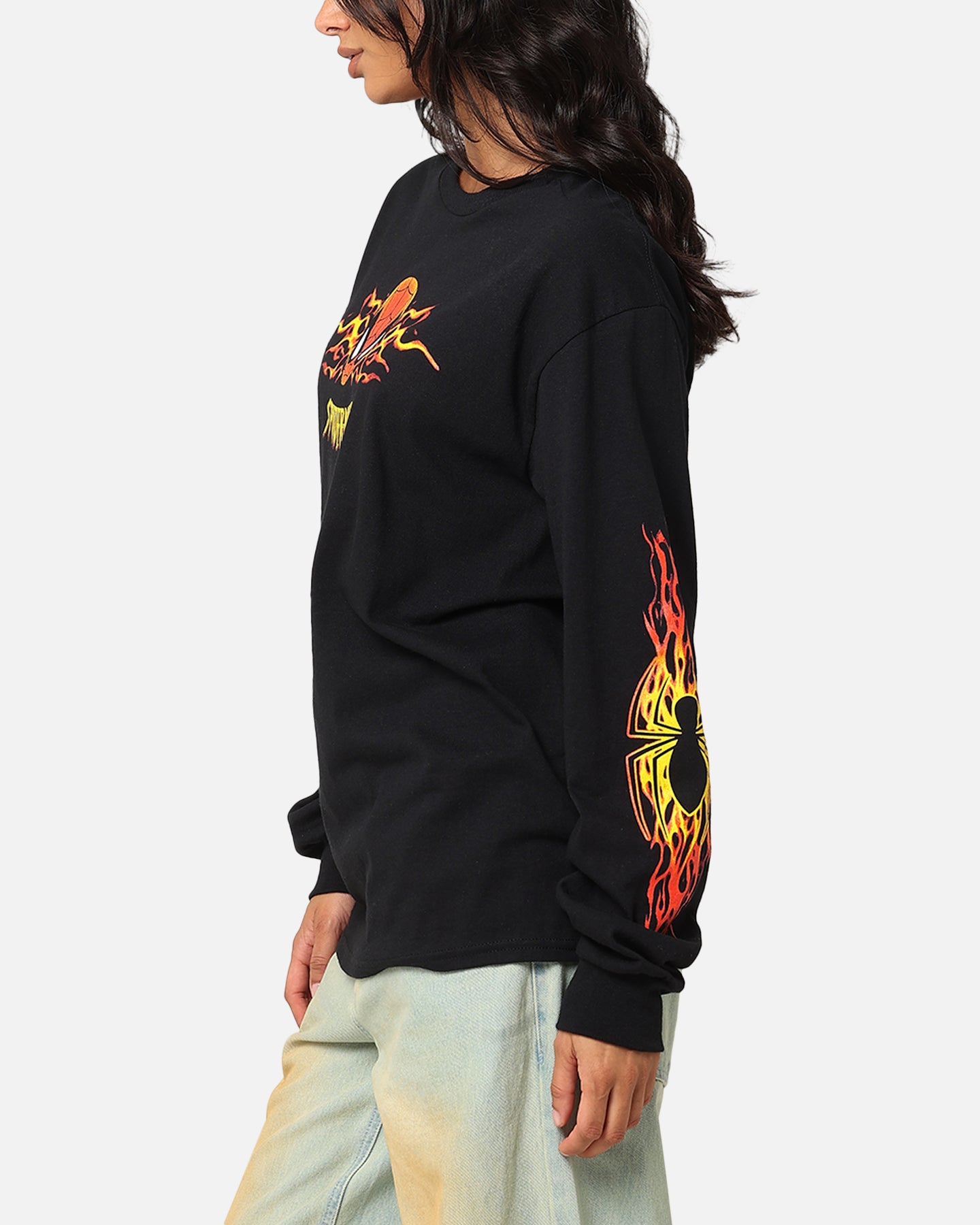 トップス rare LGB spider long sleeve Goat Crew Marvel Spider-Man Y2K Spidey Long Sleeve T-Shirt Black