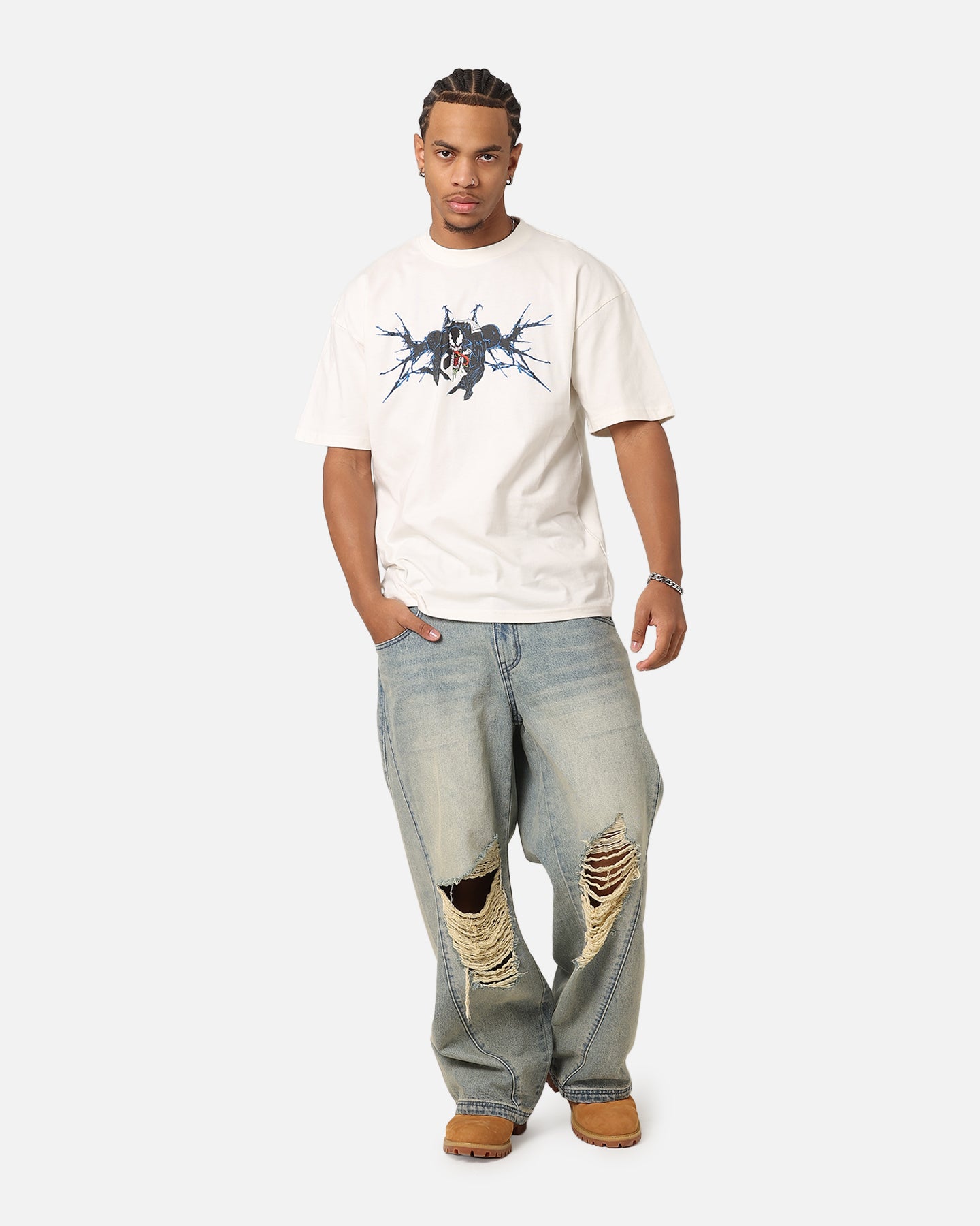 マーベル　デニム　Y2K ヴェノム Goat Crew Marvel Spider-Man Y2K Venom T-Shirt Off White | Culture