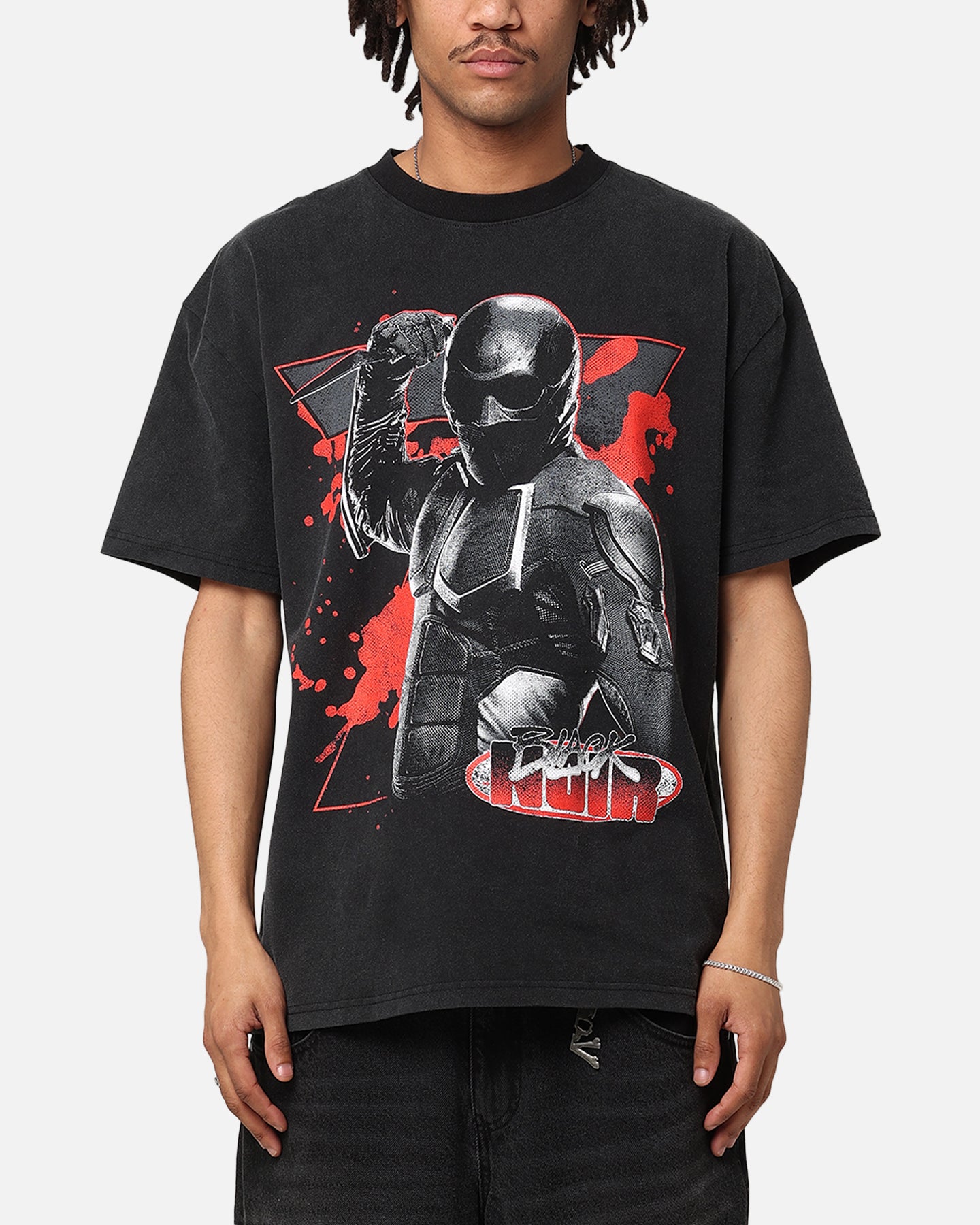 73Studio X The Boys Black Noir Vintage T-Shirt Black Acidwash